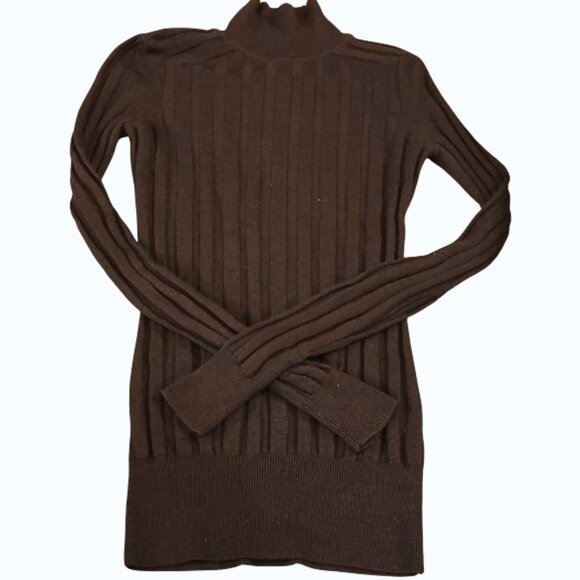 Jason Wu Sweaters - JASON WU Modern Luxury 100% Wool Brown Ribbed Mock Turtleneck S EUC
